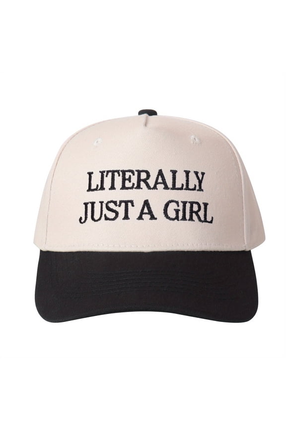 LIFTERALY JUST A GIRL Embroidered Trucker Hat Color Block Baseball Cap, Adjustable Unisex, Travel Essential