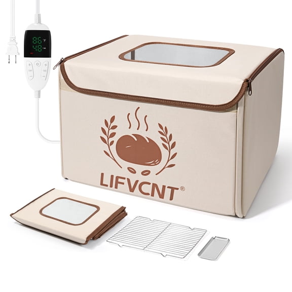LIFVCNT Folding Bread Proofing Box with 68–132°F Temp Control & 99H Timer, Dough Proofer for Sourdough and Baking, 1 Pack