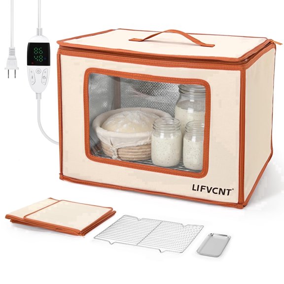 LIFVCNT Folding Bread Proofing Box with 68–132°F Temp Control & 99H Timer, Dough Proofer for Sourdough and Baking, Dual Heating Zones, 1 Pack