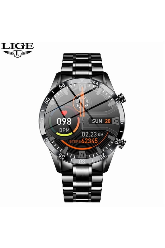 LIGE Luxury Full Circle Touch Screen Men Smart Watch Bluetooth Call Steel Band Waterproof Sports Fitness Watch For And Moon Phase Dress Watch Luxury Waterproof Mechanical Watch Automatic Watch