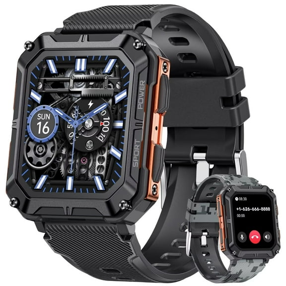 LIGE Men Smart Watches Bluetooth Call 1.83'' IP68 Fitness Tracker for Android iPhone Orange