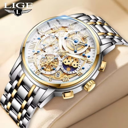 LIGE Men Watch Sports Quartz Watches Men Waterproof Chronograph Wristwatch