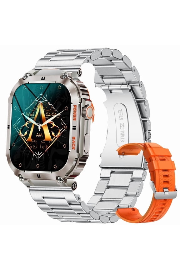 LIGE Outdoor Sports Fitness Smartwatch For Men 1.96 Inch Screen Bluetooth Calling Waterproof Watches Mens Watch Moon Phase Automatic Watch Luminous Mechanical Watch Luxury