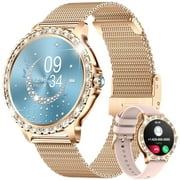 LIGE Smart Watch for Women with Diamonds (Answer/Make Call) Sport Fitness Tracker Waterproof Smart Watches for Android iOS Phone Gold