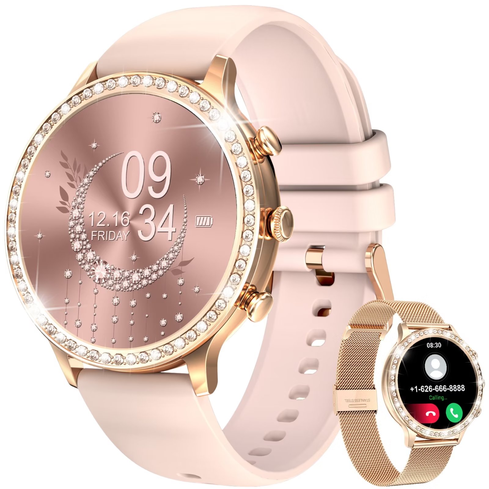 LIGE Women Smart Watches for Android iPhone Bluetooth Call Custom Dials Smartwatch Golden - image 1 of 11