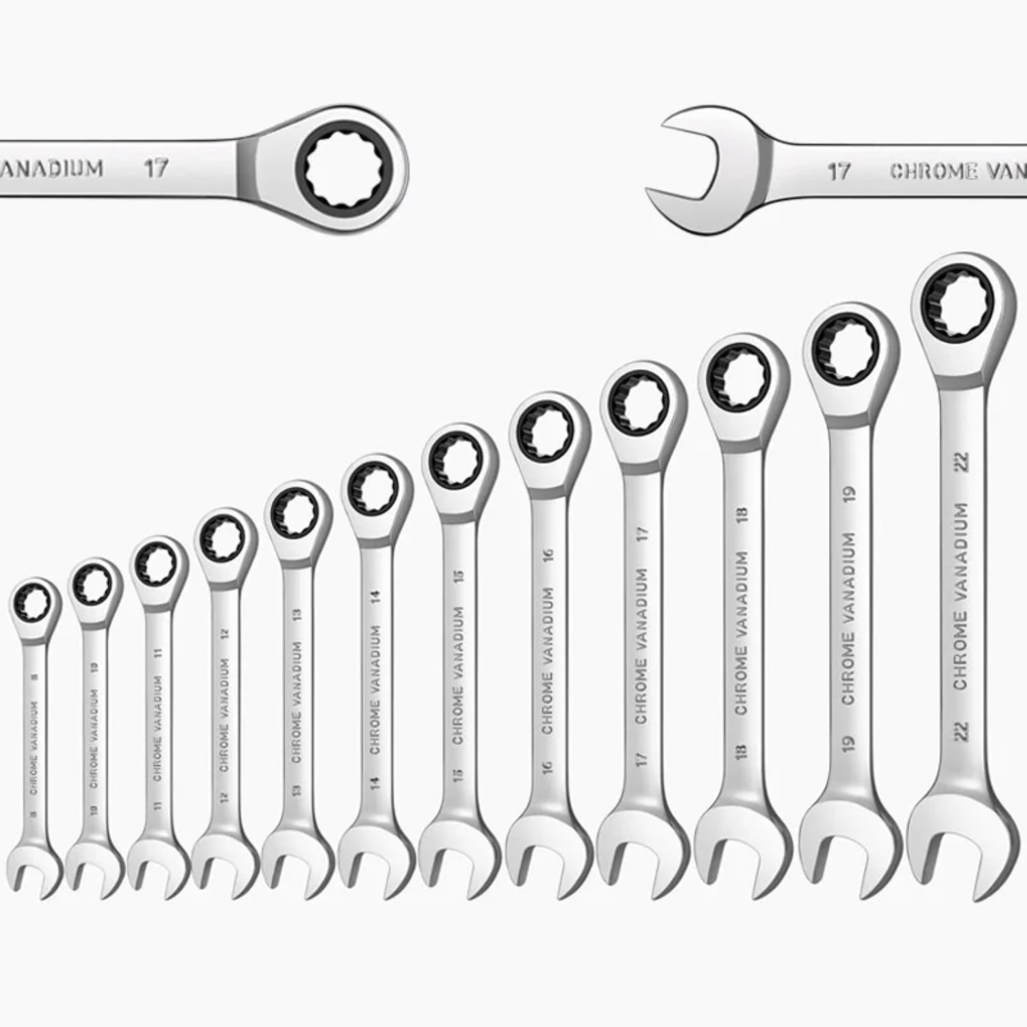 LIGGJUN Ratcheting Combination Wrench Set 12 Point Box End and Open End ...