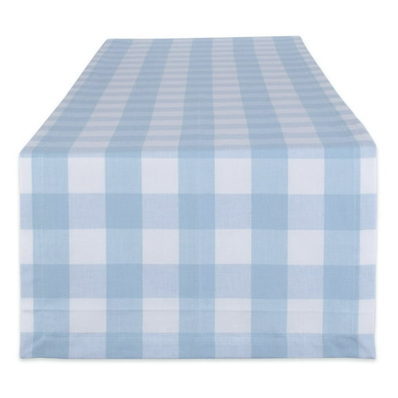 LIGHT BLUE BUFFALO CHECK TABLE RUNNER 14x72