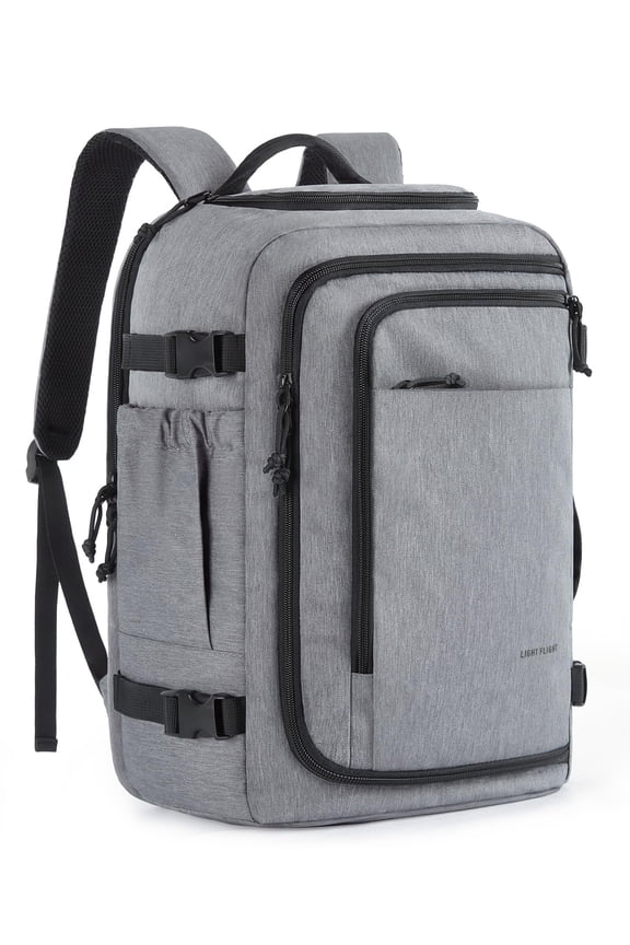 Travel Backpack, TSA Friendly Flight Approved Carry on Backpack Water-resistant Lightweight Business Large Weekender Bag Casual Daypack 17.3" Laptop Backpack for Men Women, Gray