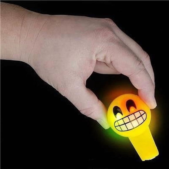 LIGHT-UP EMOTICON EMOJI FACE WHISTLE NECKLACE - 1 DOZEN