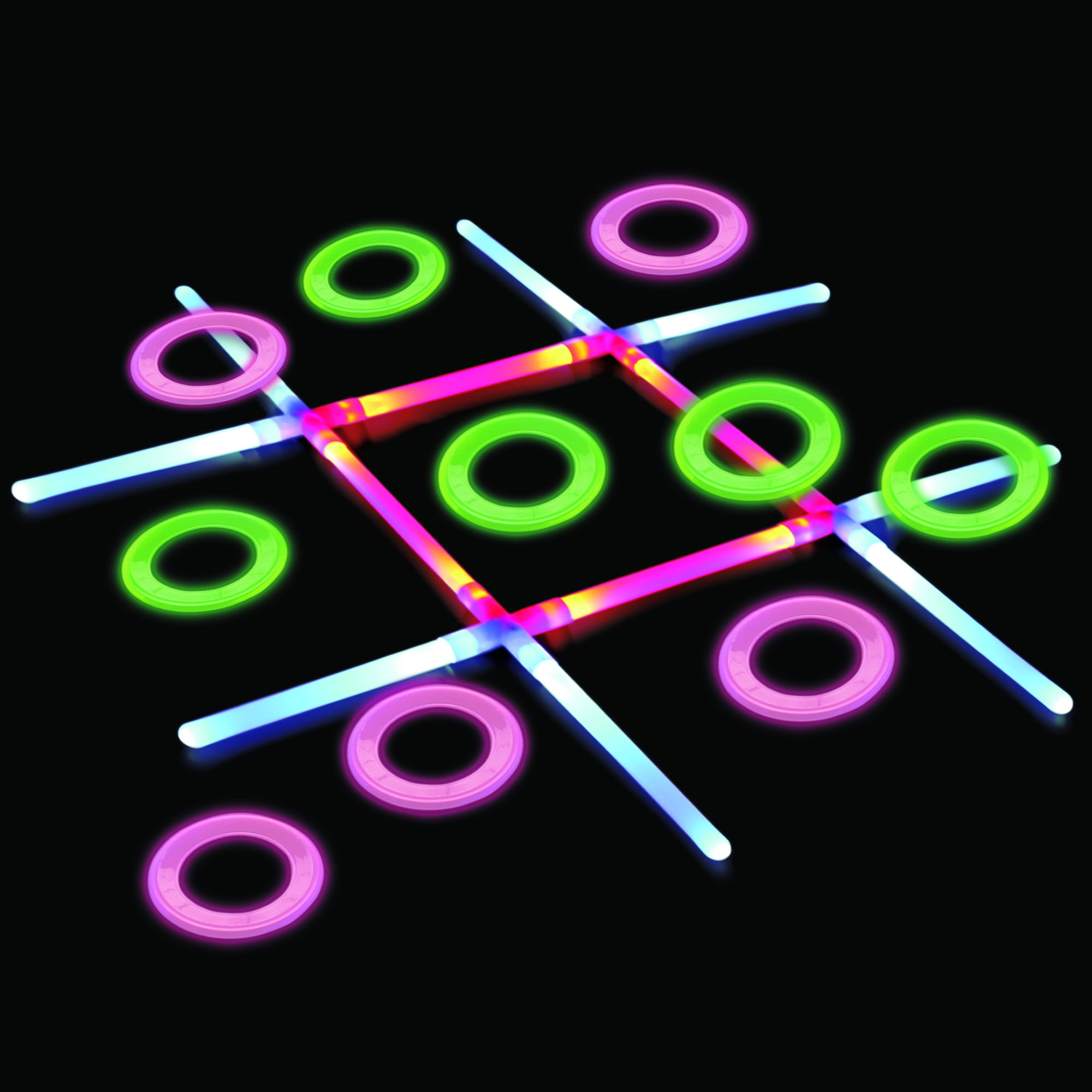 DirectGlow 10 Piece Glow in The Dark Tic Tac Toe Game Set for Kids