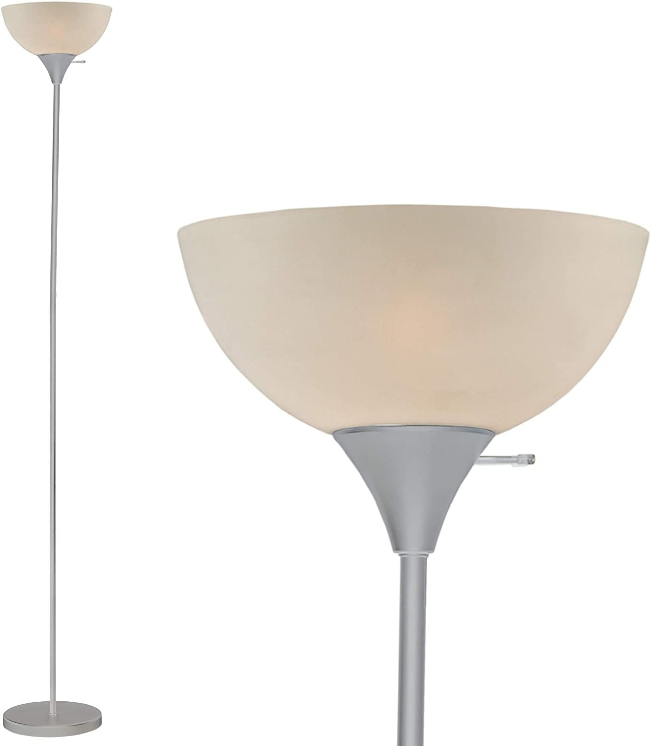 LIGHTACCENTS Susan Silver Floor Lamp for Living Rooms with White Shade - Silver