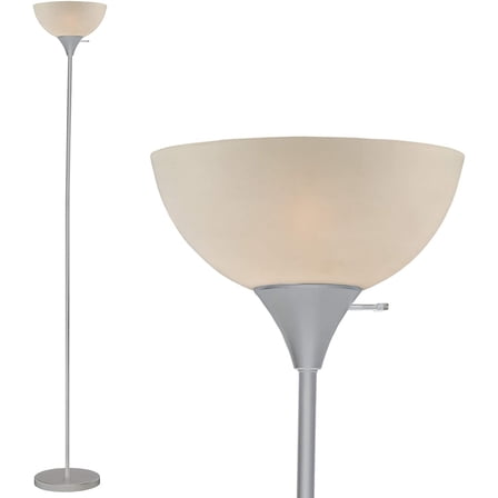 LIGHTACCENTS Susan Silver Floor Lamp for Living Rooms with White Shade - Silver