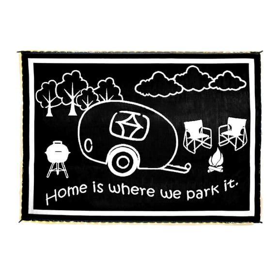 Stylish Camping LRVH8181 Reversible LED Illuminated Mat - RV Home, Black/White, 8' x 18'