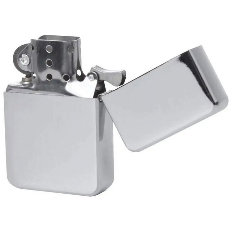 chrome cigarette lighter LIGHTER +Tin Case Polished CHROME Collector Refillable Windproof Cigarette  Biker