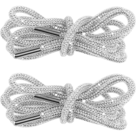 LIGHTING LEVEL Shoe Laces Rope 2 PCS Rhinestone Ribbon Strings Replacement Shoelace Charms Glitter Heavy Duty Hiking Sneakers Boot Bling Satin Lanyard Lace Tinsel Jacket Choker Trim Set