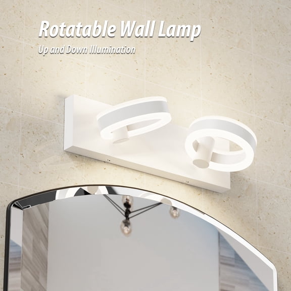LIGHTINN 15.75 Inch 2-Light Dimmable LED Vanity Light, Bathroom Wall Sconce, for Bath Bedroom Hallway