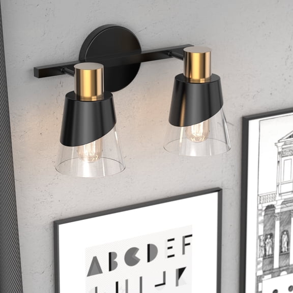 LIGHTINN 2-Light Bathroom Vanity Dimmable Lights with Clear Glass Shade, Bathroom Light Fixture Over Mirror E26