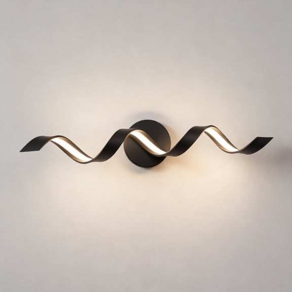 LIGHTINN 24 inch Bathroom Lighting Fixture With Spiral Design, 15W Modern Dimmable LED Bathroom Vanity Light Over Mirror, 4000K Matte Black