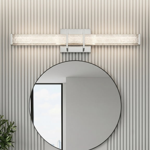 LIGHTINN 24in Bathroom Vanity Light, with Crystal Acrylic Shade Dimmable 3 CCT Rectangle Bath Vanity Light Bar Chrome