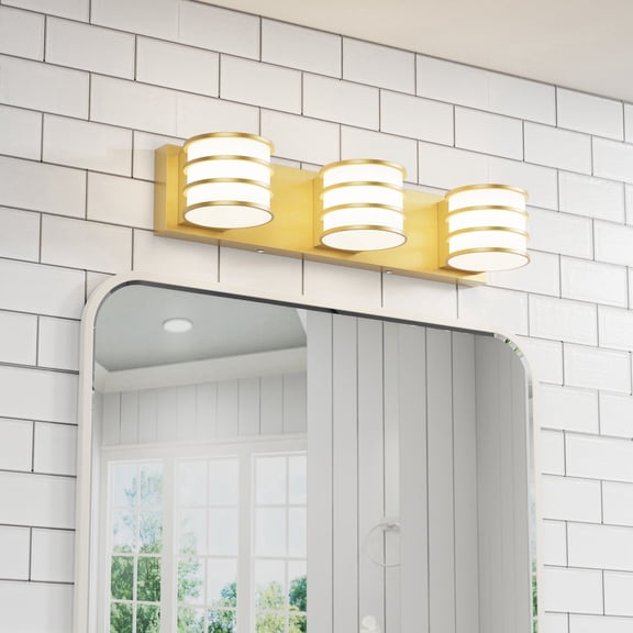 LIGHTINN 20.5" 3-Light Bathroom Vanity Light Fixture Modern Acrylic, 6000K Bathroom Lights Over Mirror(Gold)