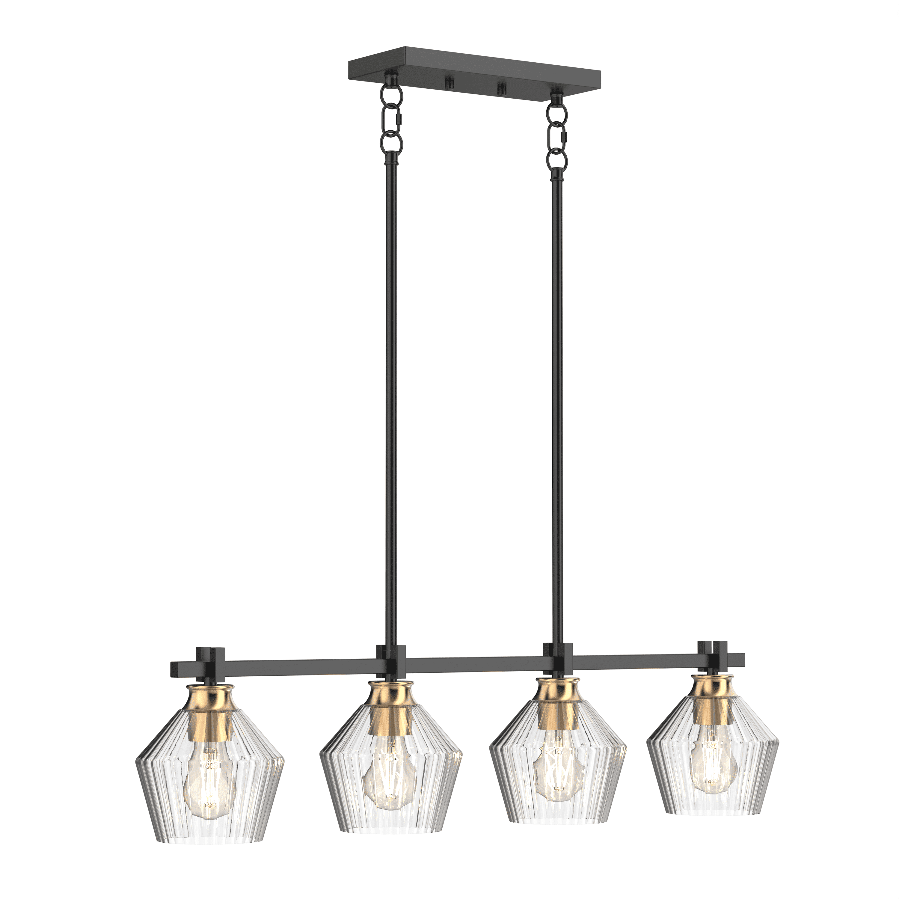 LIGHTINN Pendant Light Kitchen Island Adjustable Hanging Ceiling Light Modern Clear Glass Linear Home Decor 4-Light Fixture