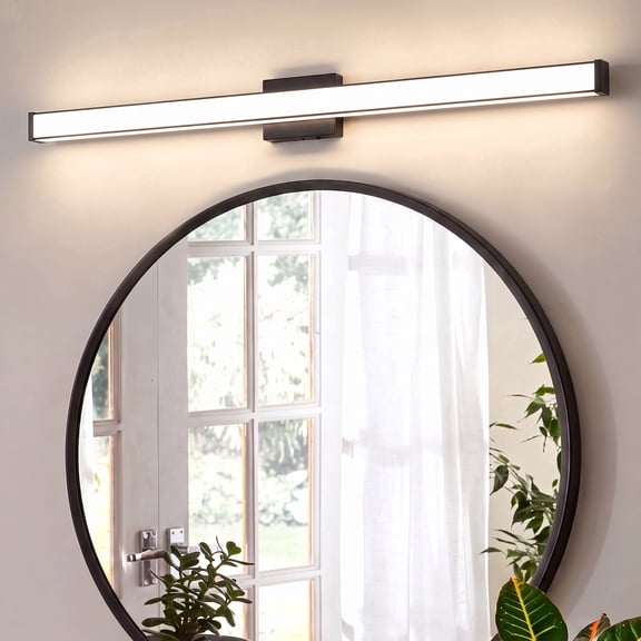 LIGHTINN 48" Bathroom Light Fixtures, Modern Acrylic Shade Bathroom Vanity Light Over Mirror, Dimmable with 3CCT Selectable, Black