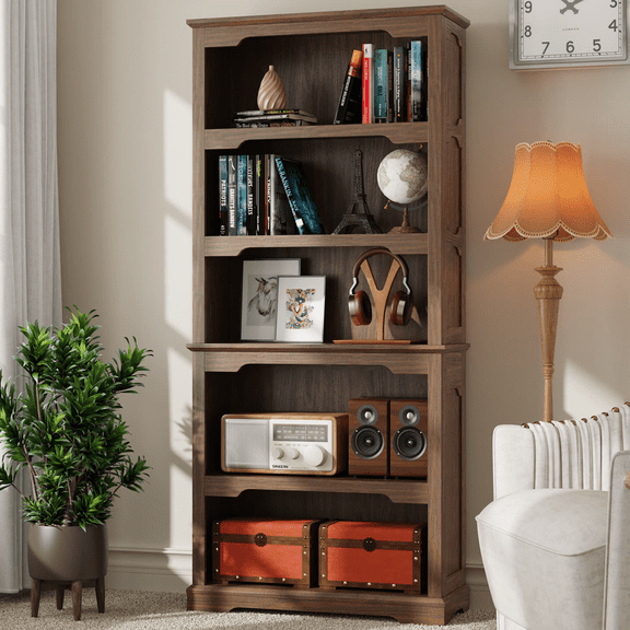 LIGHTINN 5 Shelf Bookcase 70" Tall Standing Bookshelf Large Storage Display Stand Home Office Max Load: 150 lbs