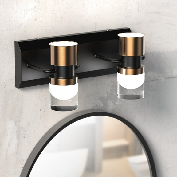 LIGHTINN Bathroom Light Fixtures Dimmable LED Vanity Lights Crystal Clear Cylinder Design Lampshade 4000K Wall Light Fixtures 2-Light