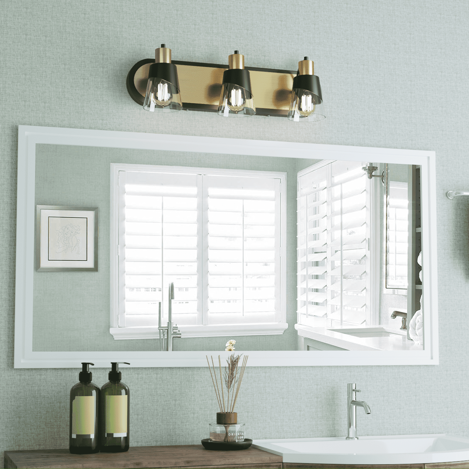 LIGHTINN 3-Lights Bathroom Vanity Dimmable Lights with Clear Glass Shade,Bathroom Light Fixture ...