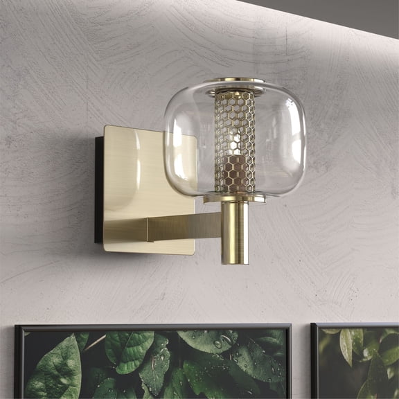 LIGHTINN Brushed Brass Dimmable LED Vanity Lights with Clear Glass Globe