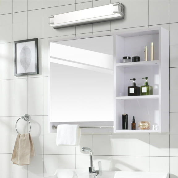 LIGHTINN LED Bathroom Light Fixtures Over Mirror 24.4" Vanity Light with Milky White Lampshade 4000K Daylight Chrome Finishing Bath Bar