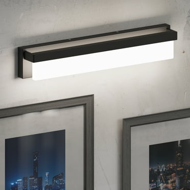 LIGHTINN LED Bathroom Vanity Light Fixture 24.4inch Rectangle LED Bath Bar Modern Finishing Stainless Steel Lighting Bar Bathroom Over Mirror Light (Black)
