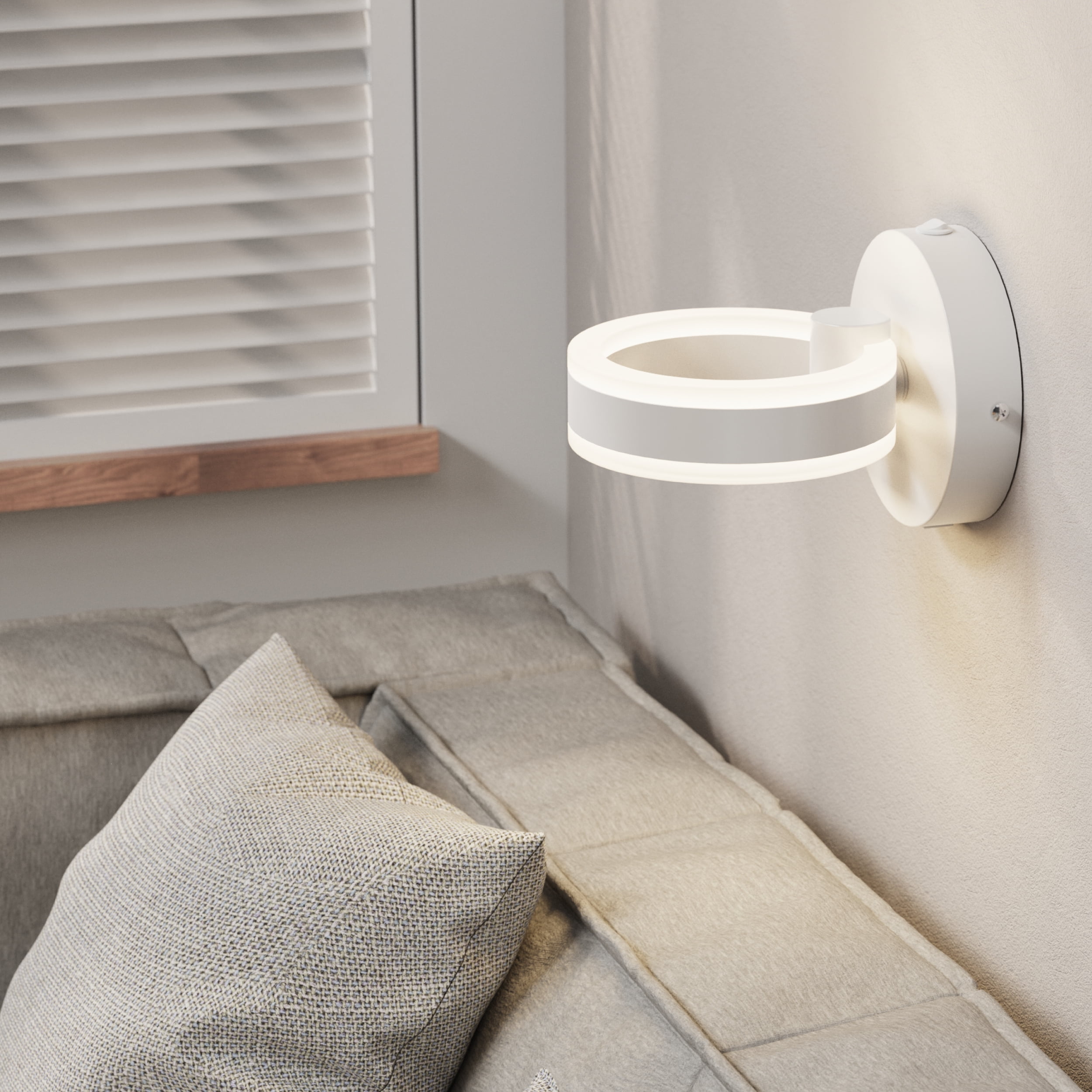 White LED Wall Sconce with Built-in Switch and USB Port