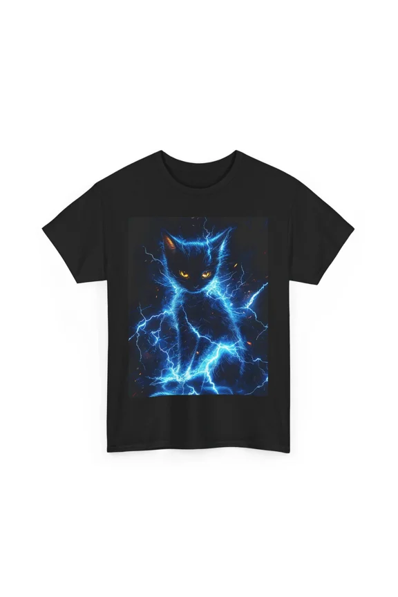 LIGHTNING BLACK CAT STORM PIKA KITTY TEE TSHIRT GIFT MEN WOMEN DOPE ART SHIRT