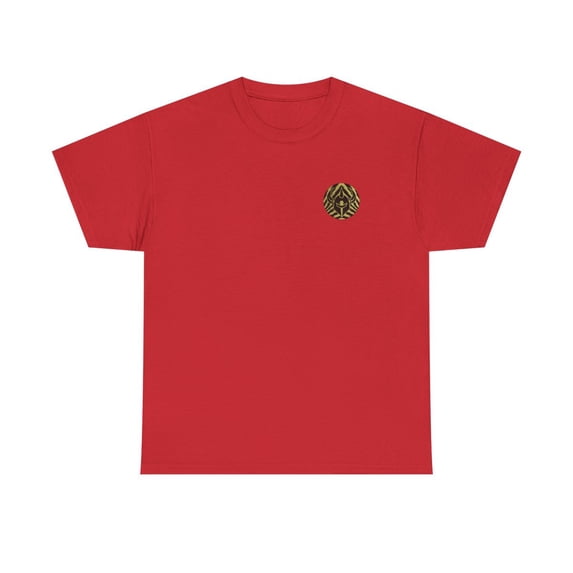LIGHTNING KNIGHT Gold Darkstar Tee Skateboard Viking T Shirt Print - Red / 4XL