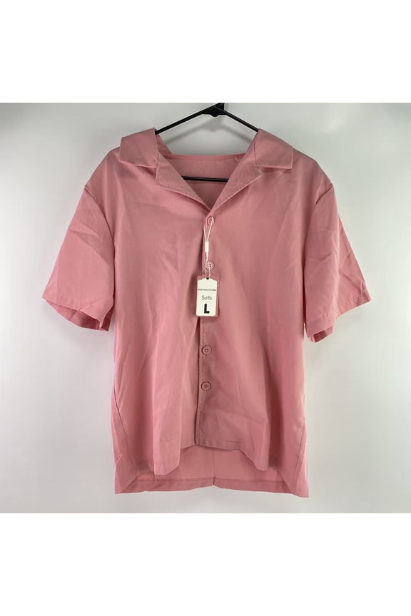 LIGHTNINGXSTORM Suits,Men Summer Casual Short Sleeve Pant Sets Solid Button Down Shirt Elastic Pants 2 Piece Outfits Beach TracksuitL