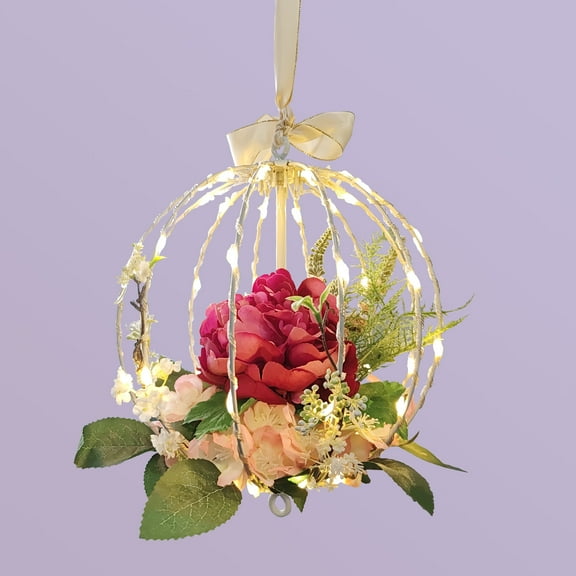 LIGHTSHARE 10IN 48LED Light Ball Yard Decoration Pathway Lights Sphere Light with Fold Flat Metal Frame Indoor Outdoor Waterproof Garden Lights, White Frame / Warm White Lights