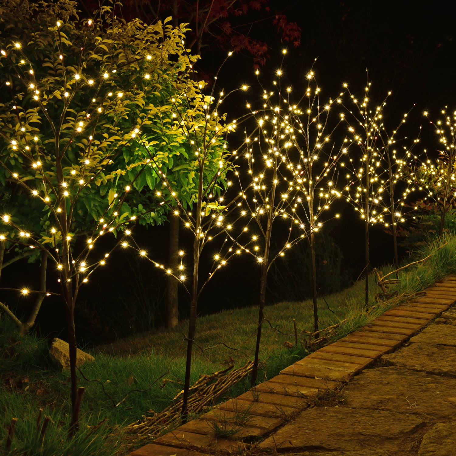 LIGHTSHARE 41" LED Birch Twig Tree Branch - 300 Fairy Lights With Timer, Indoor/Outdoor Decoration