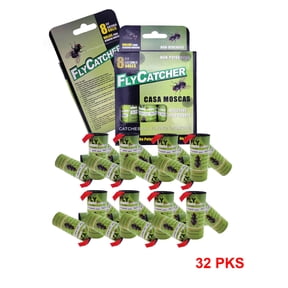 LIGHTSMAX Fly Catcher Trap, Fly Trap, Fly Bait, Fly Paper Ribbon, Sticky Fly Ribbons, Fly Paper Strips, Sticky Fly Strips, Flying Killer - 32PCS