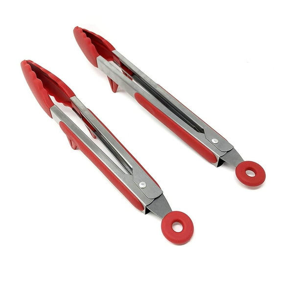 LIGHTSMAX Home & Kitchen - Premium Sturdy Stainless Steel Locking Kitchen Tong Set - 12 inch and 9 inch