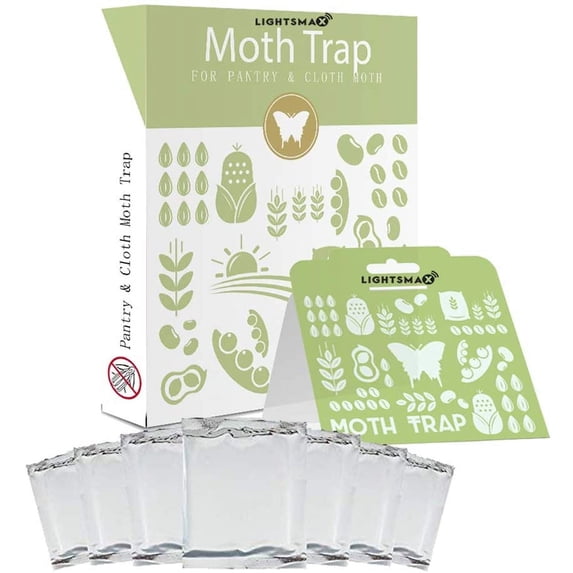 LIGHTSMAX Pantry Moth Traps 6-Pack with Premium Pheromone Attractant | Most Effective Trap Available | Non-Toxic Safe No Insecticides