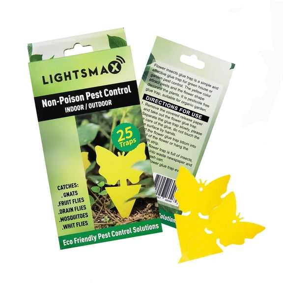LIGHTSMAX Yellow Sticky Bug Traps for White Flies Mosquitos Fungus Gnats (25-Pack) FTPX25