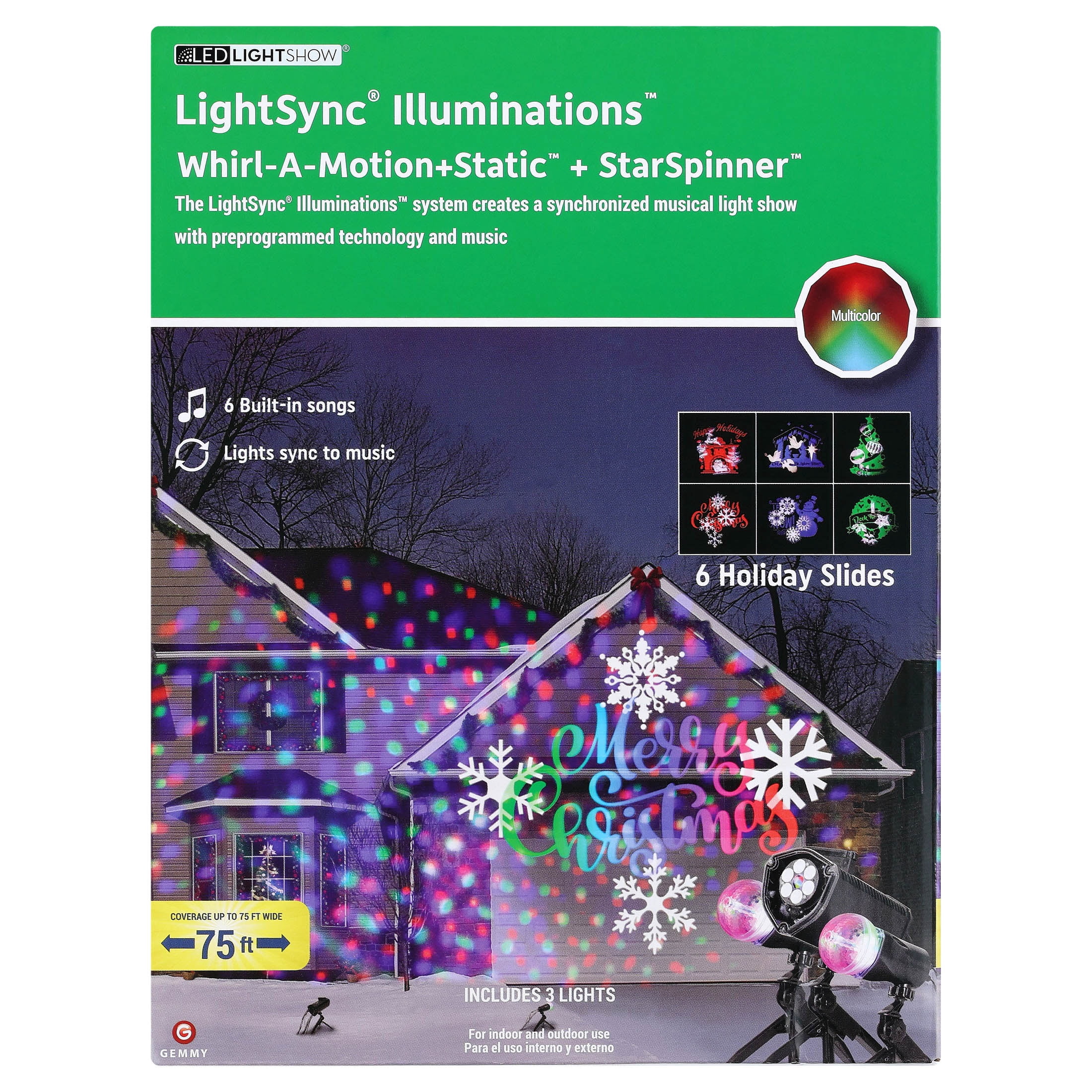 Light Sync Music Multicolored Holiday Lighting Projector Light Decorative Show with Star Spinner and Movement Features
