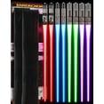 thumbnail image 1 of LIGHTTICKS LIGHT UP STAR WAR CHOPSTICK LED Glowing Light Saber Chop Sticks REUSABLE Sushi Sabers Cool Fun Geeky STARWAR Chop Stick Set Darth Red Green Blue Purple | 4 Pairs CASE GIFT BOX, 1 of 2