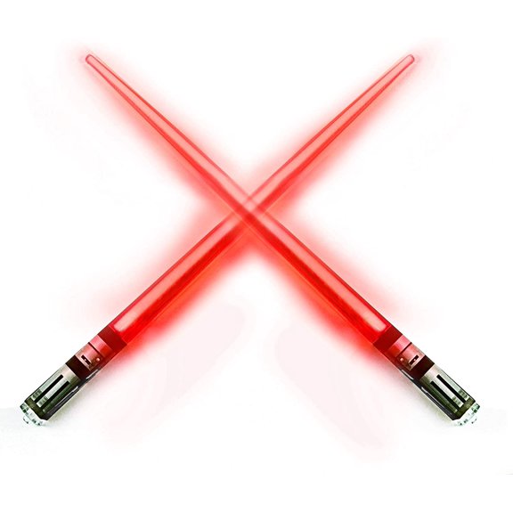 LIGHTTICKS LIGHT UP STAR WAR LED Glowing Light Saber Chop Sticks REUSABLE Sushi Lightup Sabers -Removable Handle Dishwasher Safe -Premium GIFT BOX and CARRY POUCH Included - Red - 1 Pair