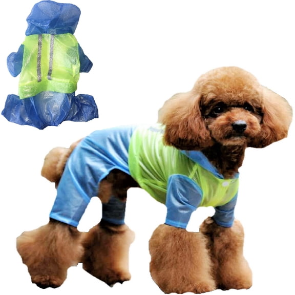 LIGHTWEIGHT Dog Cat RainCoat Hooded WATERPROOF Rainwear Coat Rain Jacket Pants Reflective for SMALL Pet