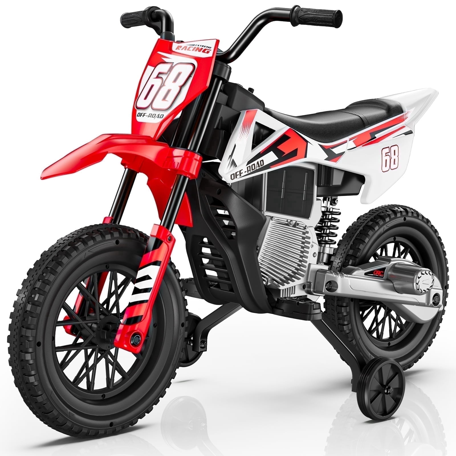 LIGIANT 12V Kids Ride-On Motorcycle, Red, Training Wheels, Bluetooth, Music
