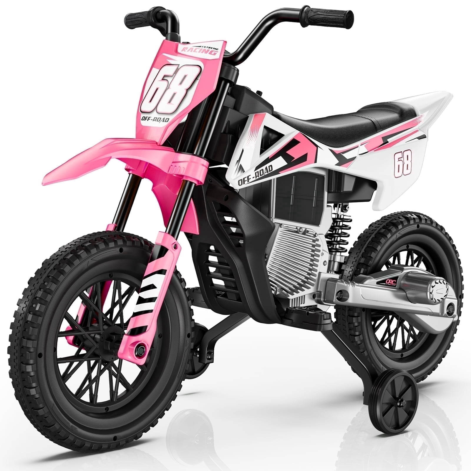 LIGIANT Kids Ride-On Motorcycle 12V Training Wheels Bluetooth Pink