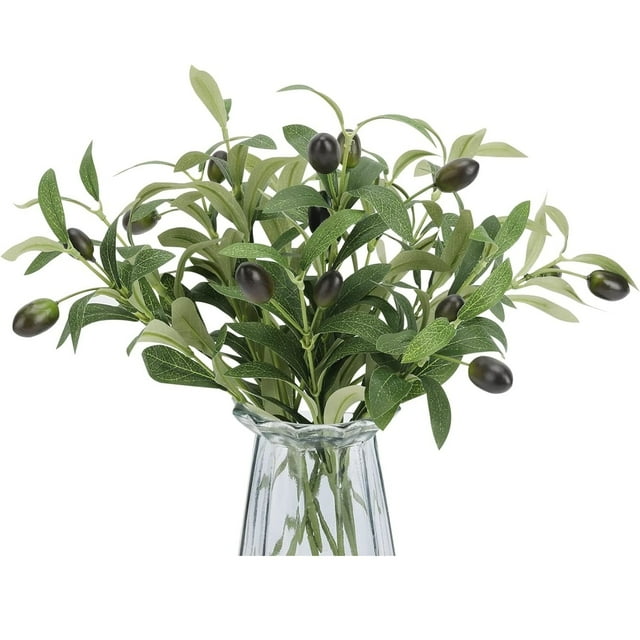 "LIGMIRR 10pcs 10"" Tall Faux Olive Artificial Branches for Décor (Vase