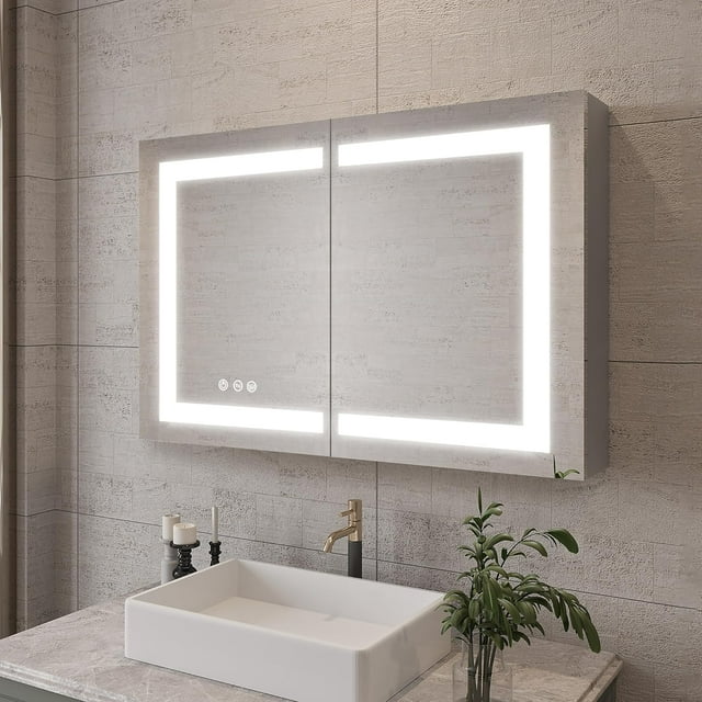 LIGMIRR 36 x 24 inch Bathroom Medicine with LED Vanity Mirror